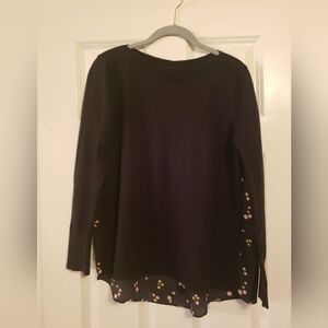 Womans LOFT Black Sweater with Floral Back Size Medium